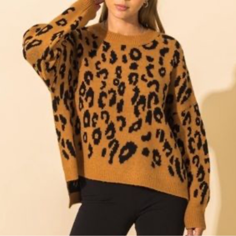 HYFVE Leopard Print Sweater - Brown and Black r